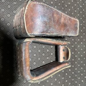 Leather Stirrup Cover Pad for Equestrian Use - Brown